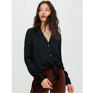 Aritzia Wilfred Free Tie Front Blouse - Black